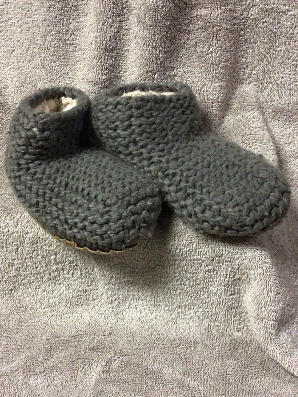 Lemon Gray Knit Cozy Slipper Booties, Small(5)